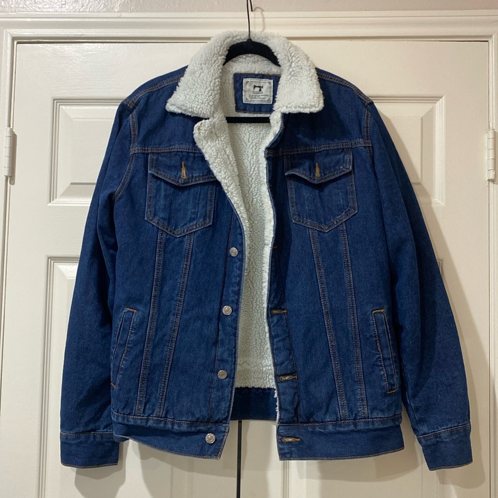Shearling lined denim jacket